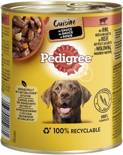 PEDIGREE Dose Cuisine in Sauce mit Rind, Nudeln und Karotten 12 x 800g Hundefutter Nassfutter