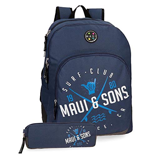 Maui   Sons Shaka Mochila adaptable doble compartimento   estuche escolar  color Azul
