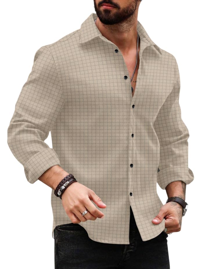 FUNKY RICH Men's Polycotton Shirt | Stylish Casual Regular Fit Sh...