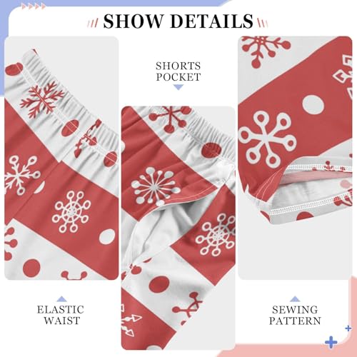 Boys' Pants Red Stripes Snowflakes Christmas Long Bottoms Jogger Pants Elastic Waist Trousers with Pockets S-XL4