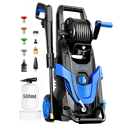 Image of 2026Upgraded Pressure Washer 4800PSI w /4 Quick Connect Nozzles, Inlet Hose & Filter&500ML Soap Tank, High Cleaning Machine for Cars /Fences /Driveways /Patios /Home Cleaning,Blue