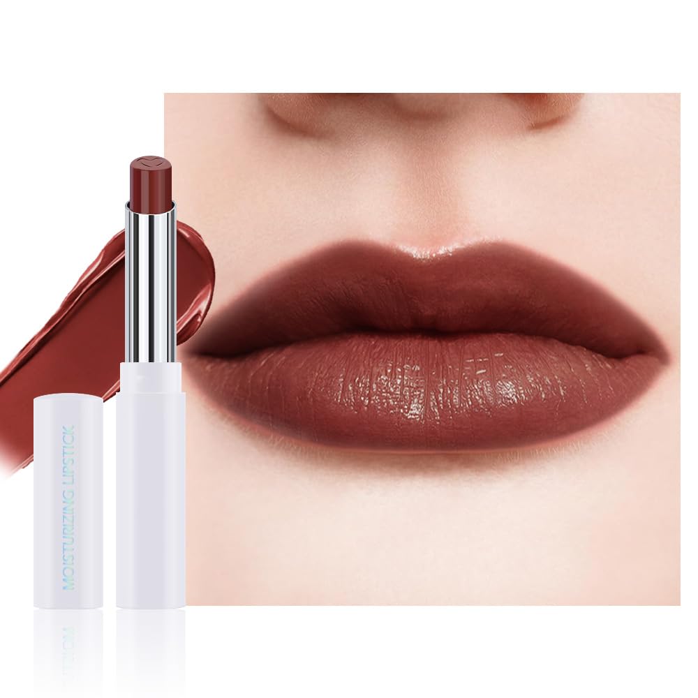 Rich Chocolate Brown Tinted Lip Balm, Hydrating Sheer Soft Matte Finish Lipstick for Women, Creamy Natural Color Lip Tint Balm Lightweight And
