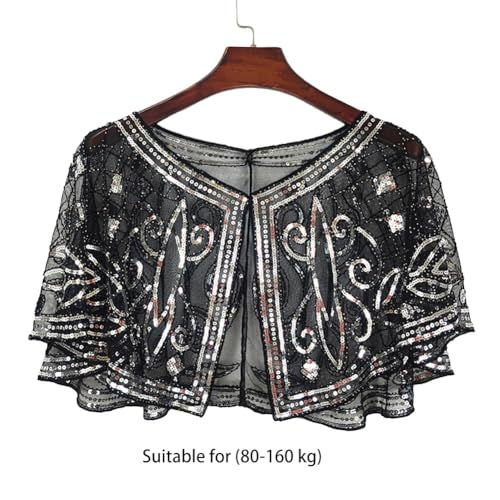 Zcargel Beaded Evening Cape, Beaded Bridal Shawls Evening Cape Vintage Mesh Cloak Handmade Sequin Beaded Evening Shawl Wrap3