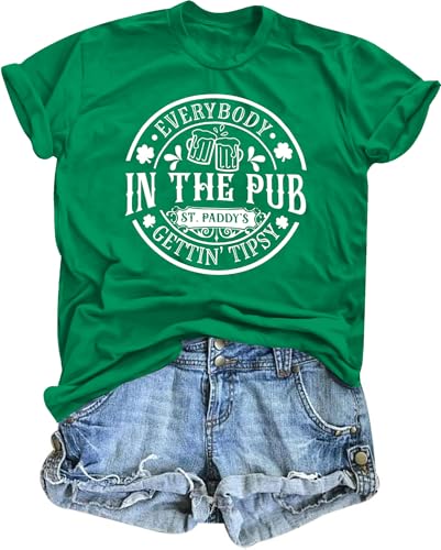 St. Patrick Day Shirt Women: Irish Shamrock T Shirt Patrick Clover Shirts Green Graphic Tees Funny Sayings Tops