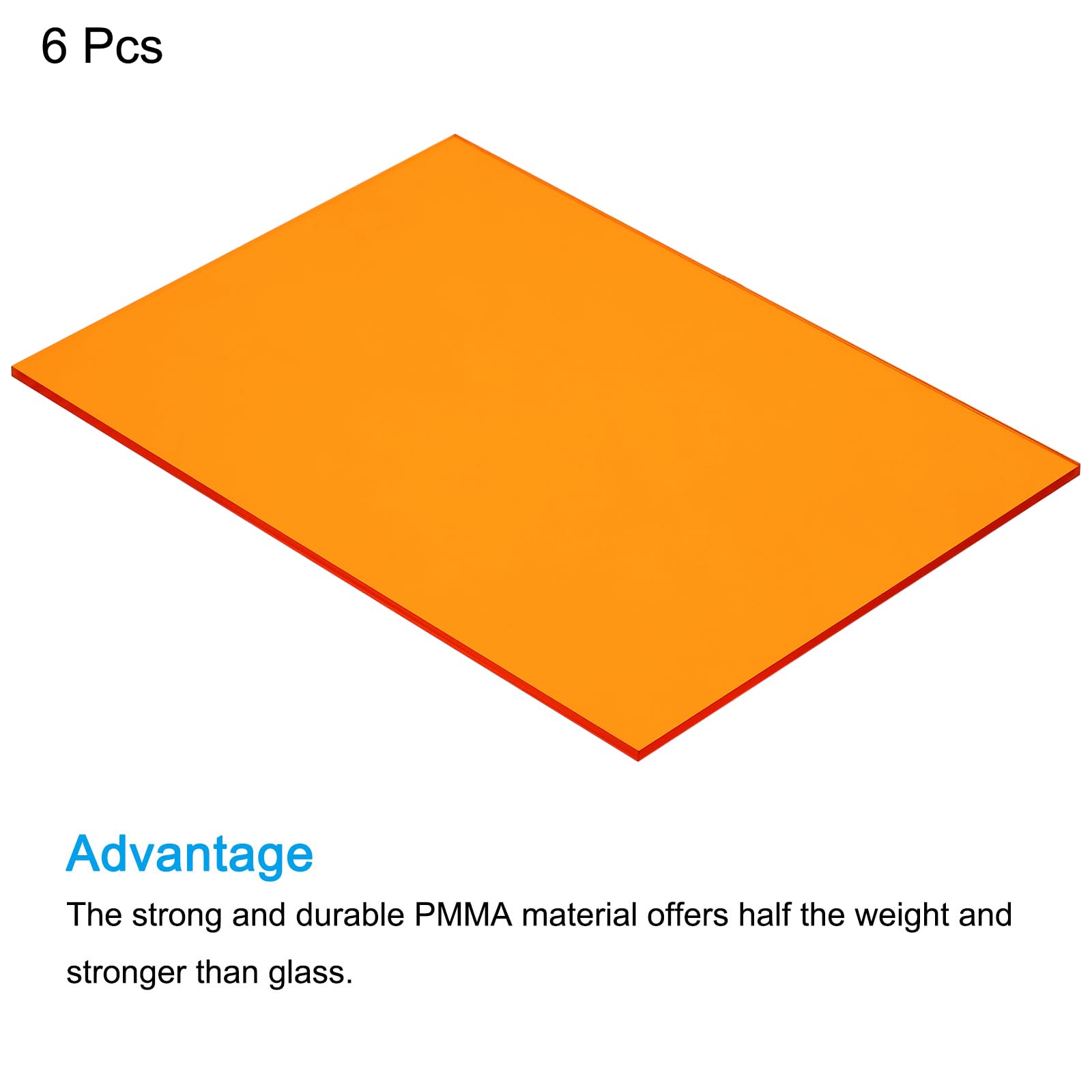 Amazon | 6 個装 PMMAアクリル板 色透明 7 x 5インチ オレンジアクリル