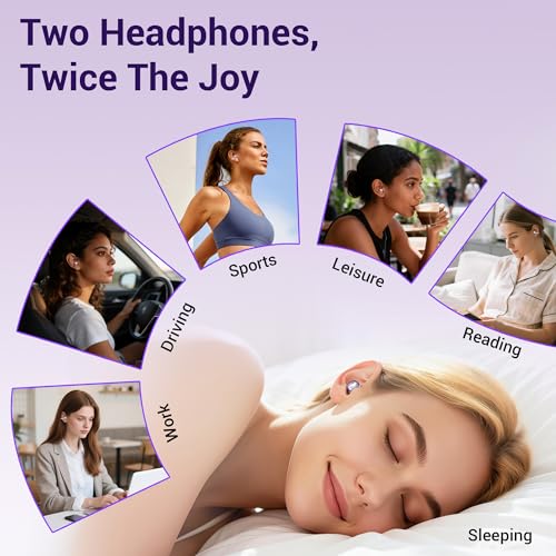 Image of 2-in-1 Wireless Earbuds Set, Open-Ear Clip & Mini Sleep Headphones, 36H Battery, Bass Sound, Ultra Comfortable, IPX5 Waterproof, Stylish for Work /Sport /Sleep