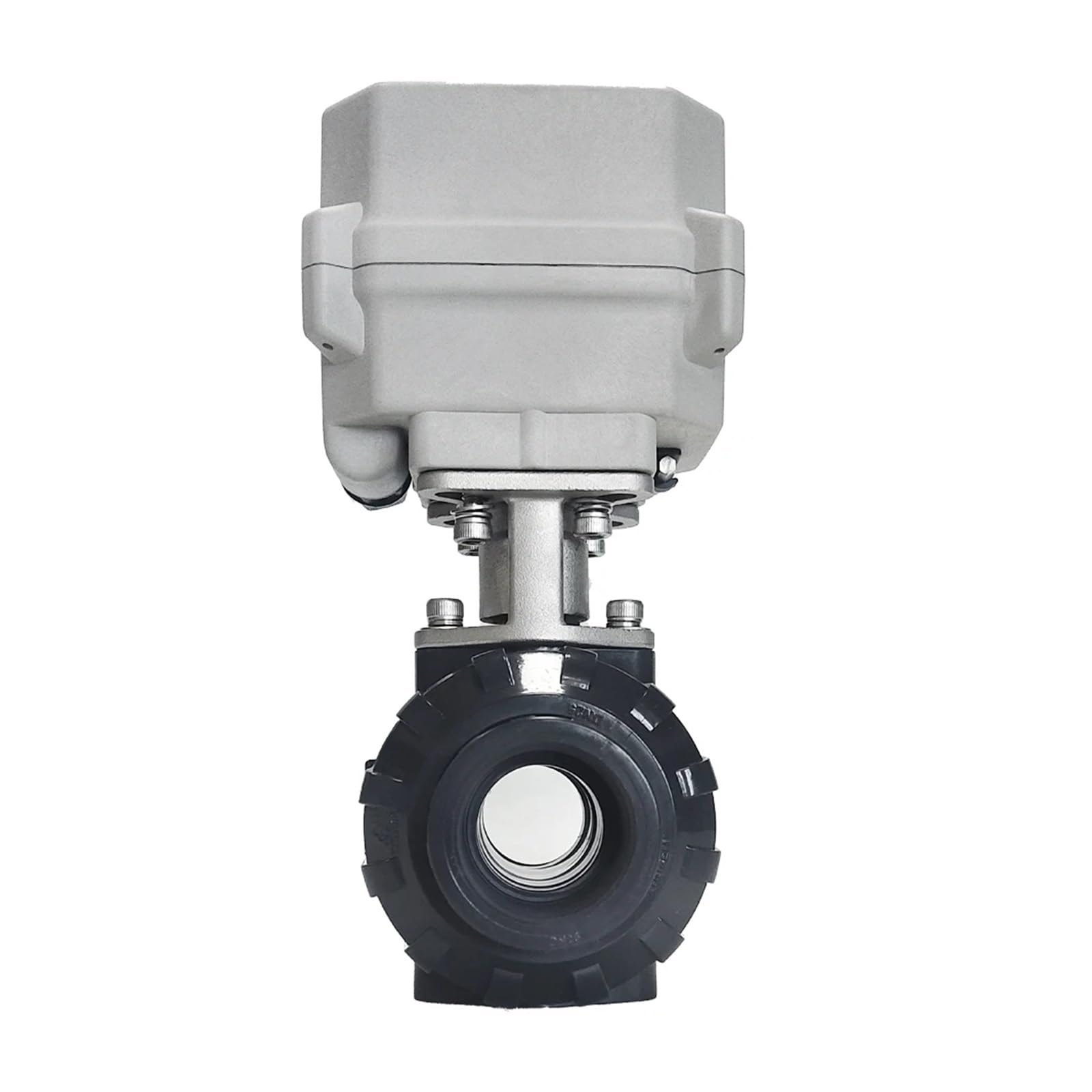 JNURGWLYH DN25 2 Way UPVC Electronic Ball Valve 110V to 230V Auto Control Water Valve Metal Gears for Water Treatment(NPT-AC-CR202)