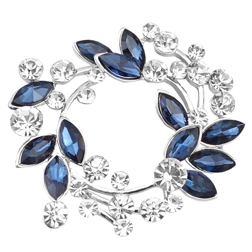 Image of Gyn&Joy Clear Crystal Rhinestone Floral Wreath Pin Brooch BZ005