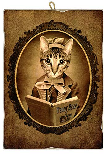 Quadro stile vintage Serie Animali Aristocratici (Immagine di Gatto con Libro)