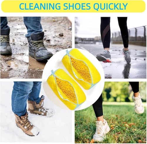 Image of Glivary Shoe washing machine bag, Laundry shoe pouch for washer and dryer, Reusable and Durable Zipper Plush Washing Machine Bag for Sneakers, Delicates and Toys(Laundry Bag) (yellow, pack of1)