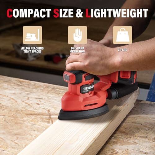 TEENO 3-in-1 Cordless Multifunction Sander, 20V 2A Battery, 13000 RPM Delta Sander with Dust Collection Bag, 15 Sheets of Abrasive Paper, 140x96.6mm 6 TEENO 3-in-1 Cordless Multifunction Sander, 20V 2A Battery, 13000 RPM Delta Sander with Dust Collection Bag, 15 Sheets of Abrasive Paper, 140x96.6mm - Image 6