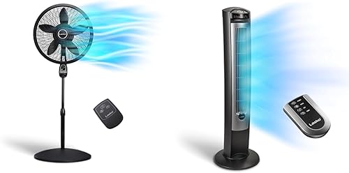 Lasko Ventilador de pedestal oscilante, mando a distancia, 3 velocidades, 18 pulgadas, negro, 1843 y ventilador de torre oscilante silencioso, disponible en Yaxa Colombia