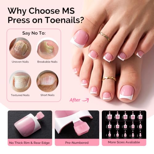 Image of MelodySusie French Tip Sharp Square Press On Toenails Kit,15 Sizes 150Pcs | Pre-Shaped Soft Gel,Half Matte Full Cover Clear Acrylic Press on Nails for DIY Extension&Salon,Long-Lasting Manicure
