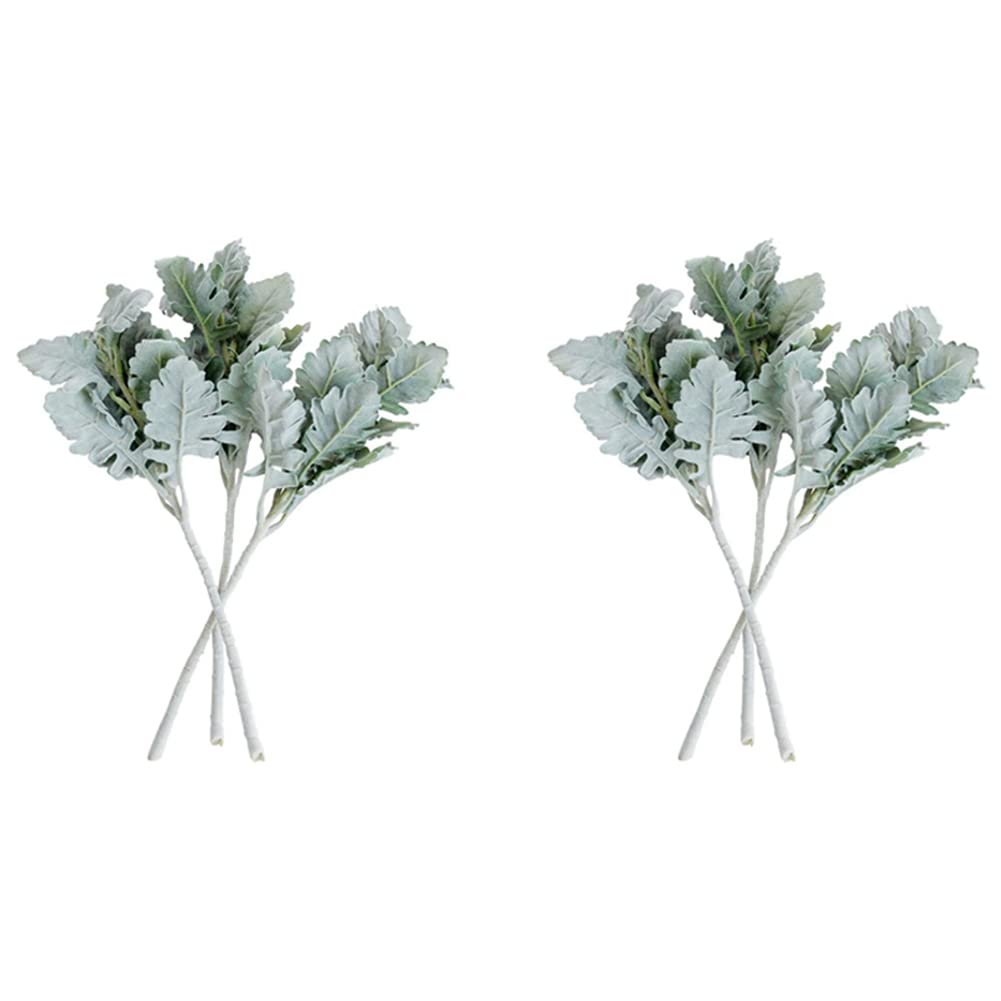 Hndhbfgrt 20 Pcs Artificial Flocked Lambs Ear Leaves Stems Flocked Oak Leaves Lamb's Ear Leaf for Home Wedding
