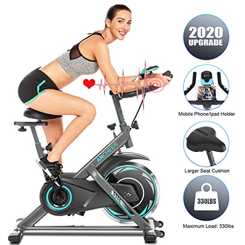 ANCHEER Vélo de Fitness à Domicile pour Exercice d'Aérobie, Vélo d'Appartement avec Écran LCD/Résistance Réglable/Poignée d'Impulsion, Charge Maximale: 330 lbs