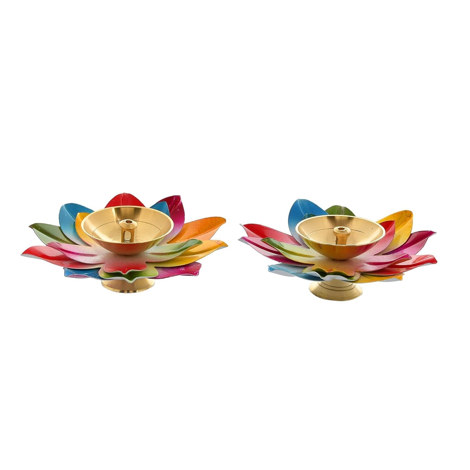 Zap Impex Brass Oil Lamp Akhand Diya Indian Oil Lamp Diwali Decoration Puja Lamp Akhand Lotus Diya Multicoloured (1) - Image 3