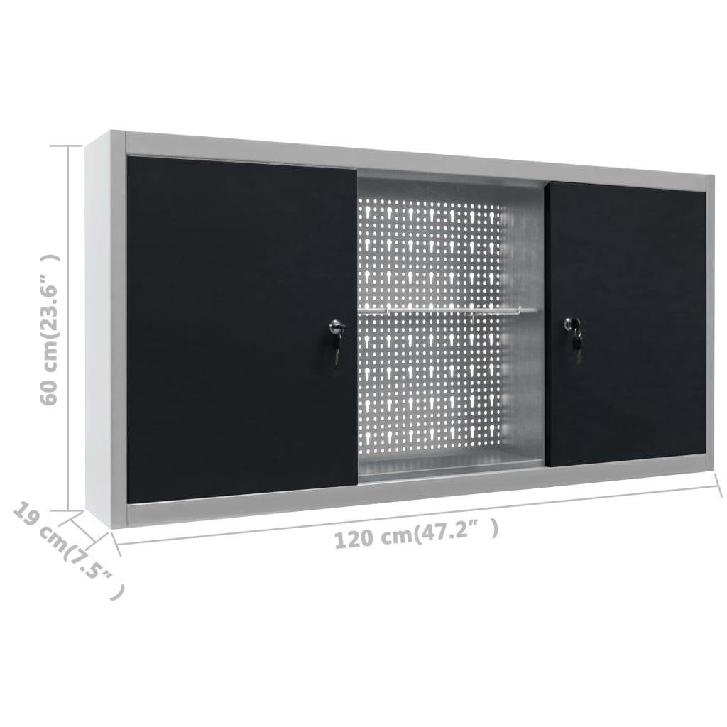 Banco da lavoro con 3 pannelli a parete e 1 armadio tavolo da lavoro postazione di lavoro banco da officina deposito 120 cm deposito attrezzi Garage 02_0003660