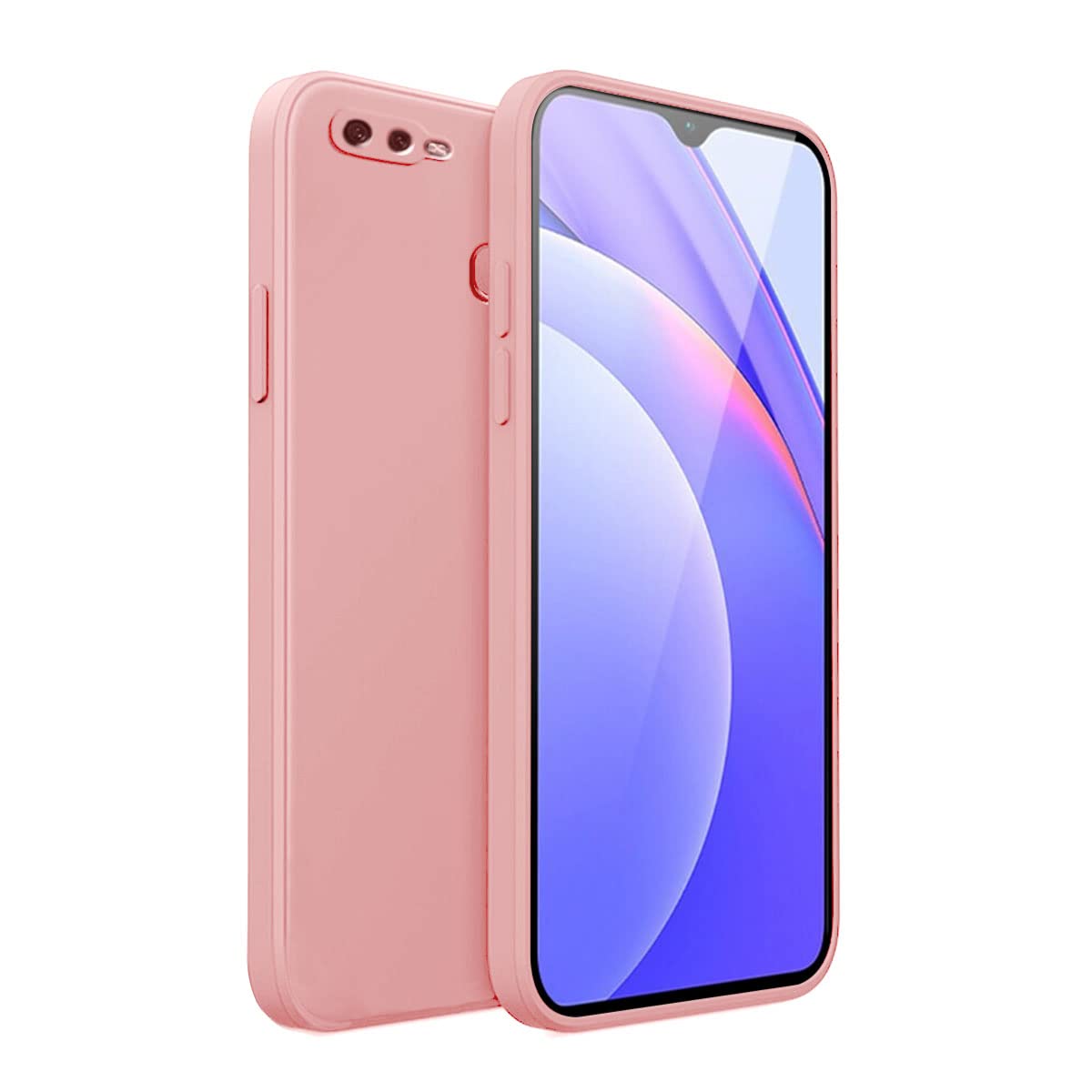 LIRAMARK Silicone Soft Back Cover Case for Oppo F9/F9 Pro/A5/A5s/A7/A11k/A12/Realme 2/2 Pro/U1 (Pink)