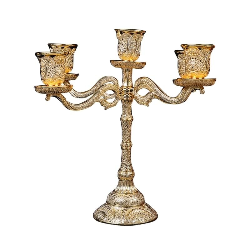 Candelabro de Metal con Soporte para Velas, Adorno para Mesa, Ideal para Bodas, Fiestas, dormitorios y Aniversarios.