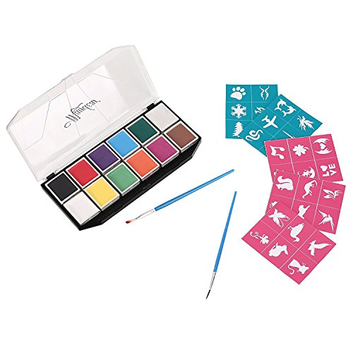 Maydear Face Paint Kit For Kids With Safe And None Toxic Water Based 12 Color Palette (X-Large) With 30 Stencils And 2 Brushes (12 Color) #TOP2