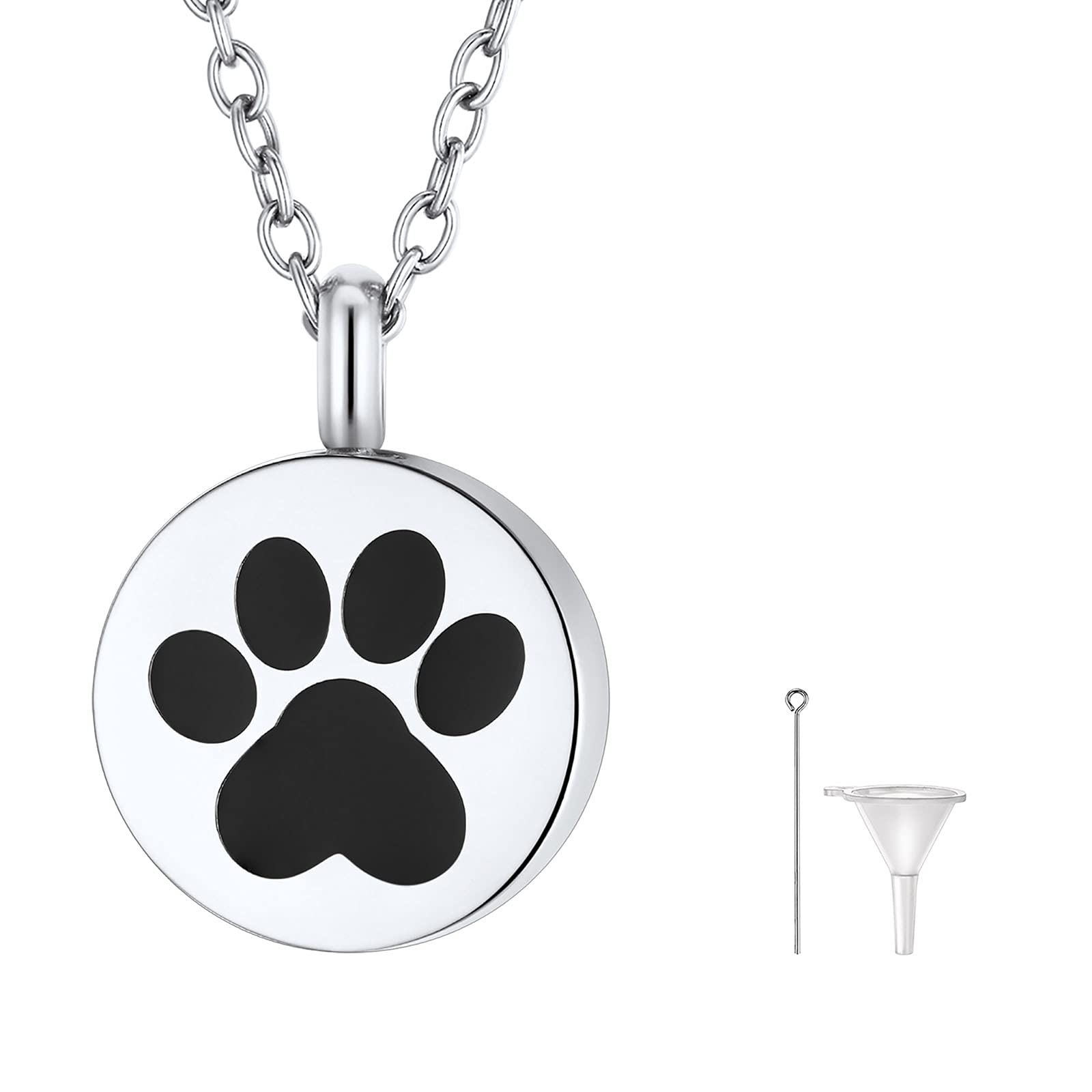 FindChicFindChic Personalized Urn Necklaces for Ashes Vertical Bar/Moon Cat/Sand Clock/Dog Claw Pendant Stainless Steel/18K Gold Plated/Black Waterproof Keepsake Cremation Jewelry with Funnel, with Gift Box
