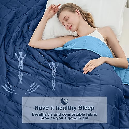 Blue Weighted Blanket for Adults 12lbs, 48"x72", Twin Full Size Cooling Heavy Throw Blanket for 110-130lbs, Microfiber Soft Thick Big Blankets Weighted Comforter Gift for Sleeping