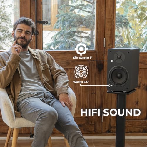 A6 ARC Aktivlautsprecher mit 6.5" Woofer, Bluetooth 5.0, HDMI ARC, Optische, RCA, USB, mit Subwoofer-Ausgang, HiFi Lautsprecher, Heimkino (Schwarz) – Bild 6