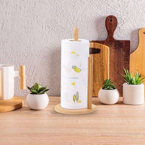 Portarrollos de cocina vertical en madera con base estable antideslizante SOLUSTRE 6