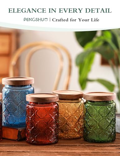 Glass Jar with Wooden Lid - 700 ML Christmas Airtight Storage Canister for Kitchen Pantry Bathroom, Decorative Retro Container for Candy, Biscuit, Cookie, Sweet, Tea, Coffee, Sugar, Green Sunflower - Cosy Home Interiors Glass Jar with Wooden Lid - 700 ML Christmas Airtight Storage Canister for Kitchen Pantry Bathroom, Decorative Retro Container for Candy, Biscuit, Cookie, Sweet, Tea, Coffee, Sugar, Green Sunflower - Image 7