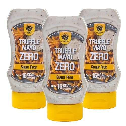 Rabeko Zero Sauce - trufa cero, 3 x 350 ml - productos saludables bajos en carbohidratos, bajos en calorías y grasas para ensaladas, papas fritas, hamburguesas - sin gluten ni lactosa