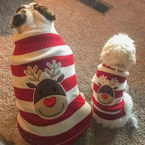 Hundepullover Weihnachten Hund Rollkragenpullover Weihnachten Muster Strickwaren warme Haustier Pullover, Winter Hund Mantel, Pullover Pet-Kostüm für Hundepullover klein mittelgroße Hunde (M, A)