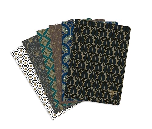 Carnet cousu fil Clairefontaine Neo Deco A5 ligné ivoire | Lot de 6