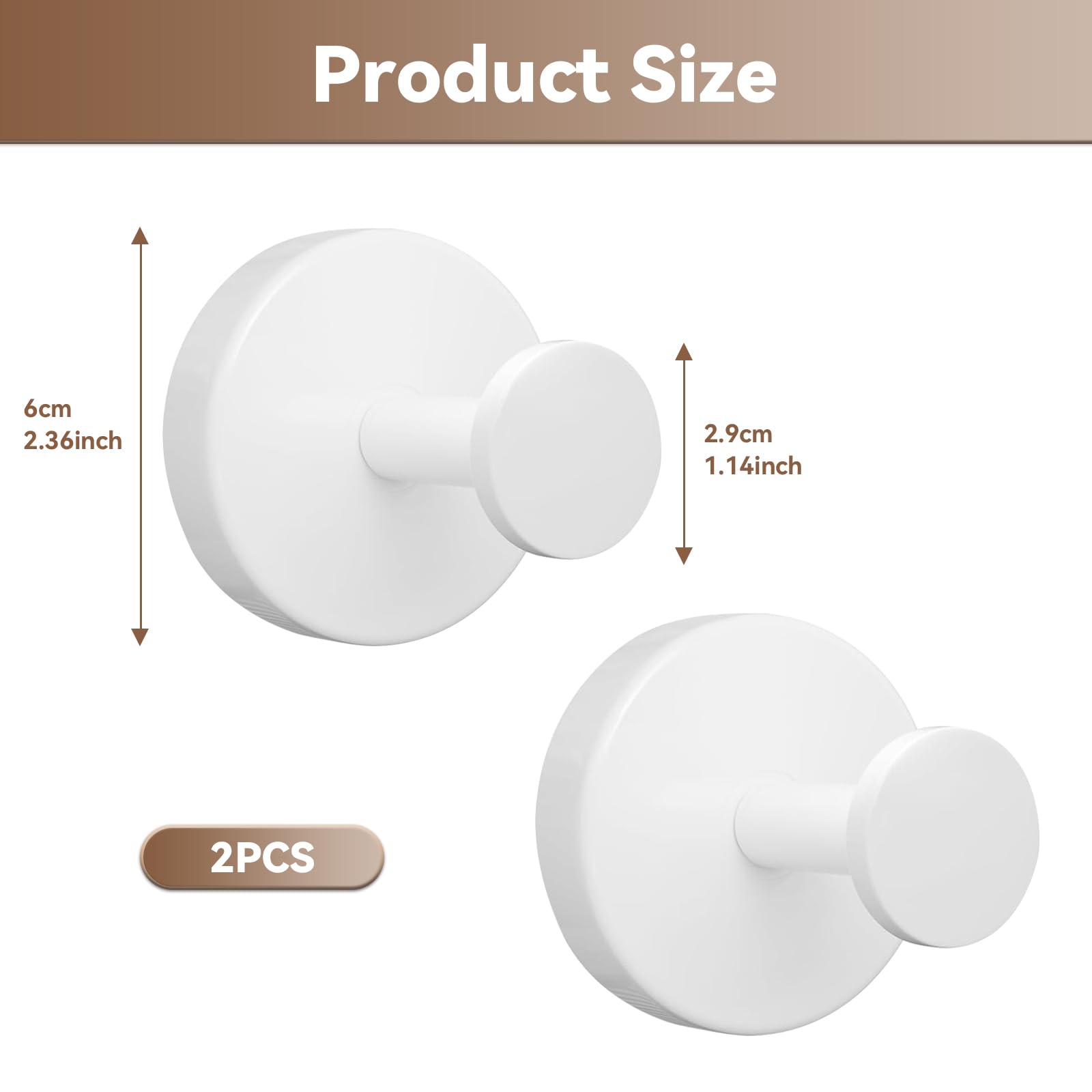 ZhouWei 2 Piezas Ganchos Ventosa, Percha de Pared Sin Taladrar Máx 3 kg Acero Inoxidable Suction Cup Hooks Reutilizables Toallero con Ventosa, para Cocina Baño Pared Azulejos Vidrio (Blanco)