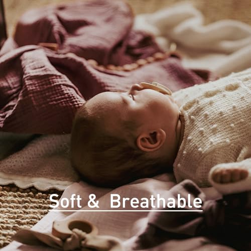 Image of Muslin Receiving Blankets, Neutral Blanket Swaddling for Newborn Boys and Girls, 5 Pack Breathable and Skin-Friendly Swaddle Wrap for Infant Baby (Multiple Colors)