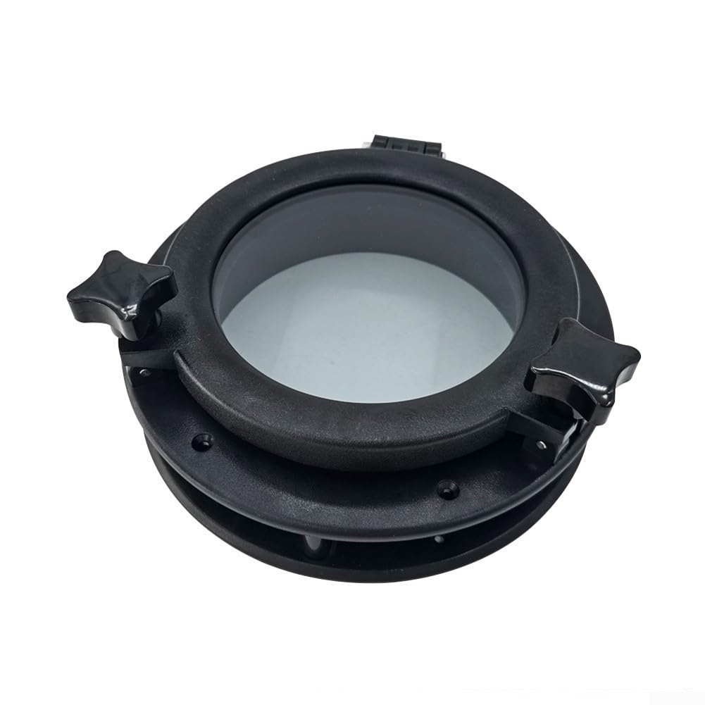 Hublot marin à ouverture ronde de 216 à 265 mm avec verre trempé de 4 mm, cadre en ABS, raccords en acier inoxydable 316, résistant aux UV pour bateau ou camping-car (216 mm)