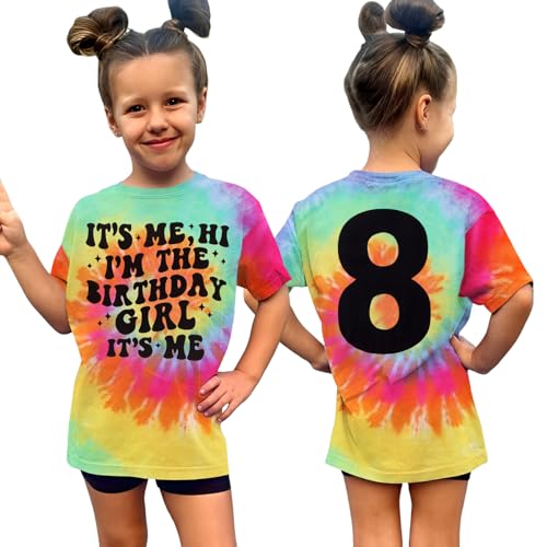 Its Me Hi I’m The Birthday Girl Shirts Kids Toddler Girls Birthday Tie Dye T-Shirt Party Outfits Tees Tops 5-10Y