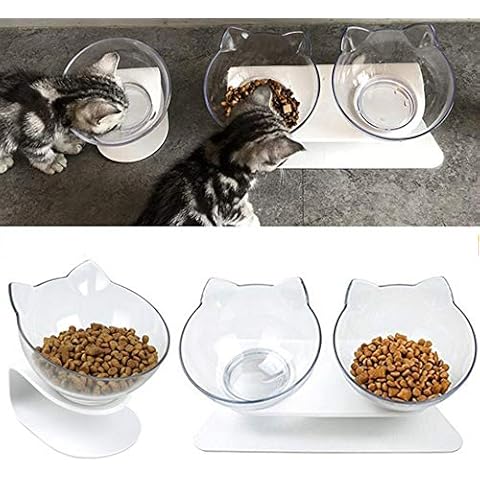 Julycoolmall Non-Slip Single/Double Cat Bowl Dog Bowl with Stand Pet Feeding Cat Water Bowl for Cats Food Pet Bowls for Dogs Feeder Product Supplies (Optional Color) Cover