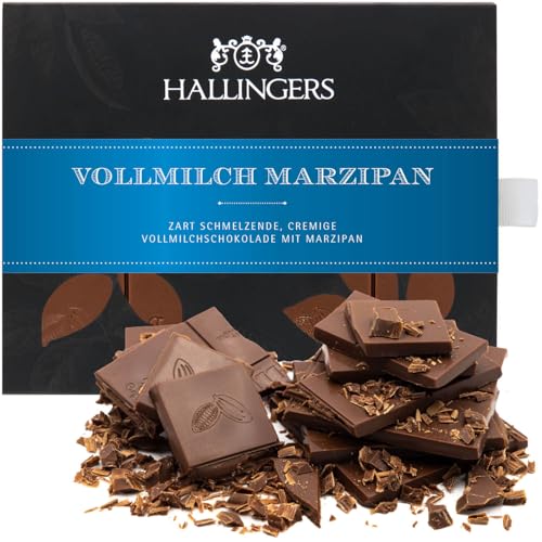 Hallingers Marzipan - Vollmilch Edel-Schokolade mit Mandel-Marzipan - handgemacht, alkoholfrei (Box) - Geschenkideen Weihnachten & Geschenke Adventskalender | Geburtstag Glückwunsch Jahrestag Freundsc