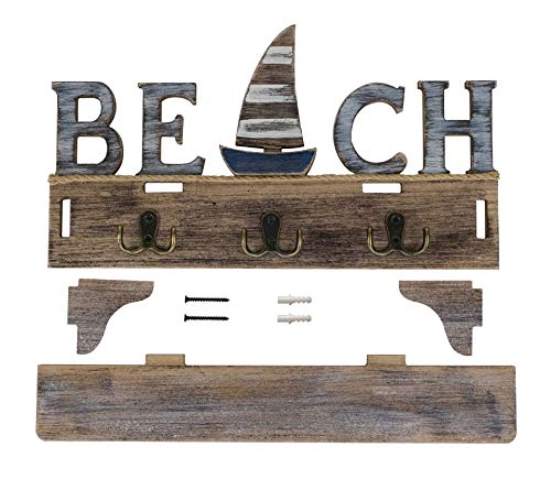 SAILINGSTORY Beach Wall Decor Nautical Decorative Coat Rack Wall Mounted Key Hook with Shelf - Image 3