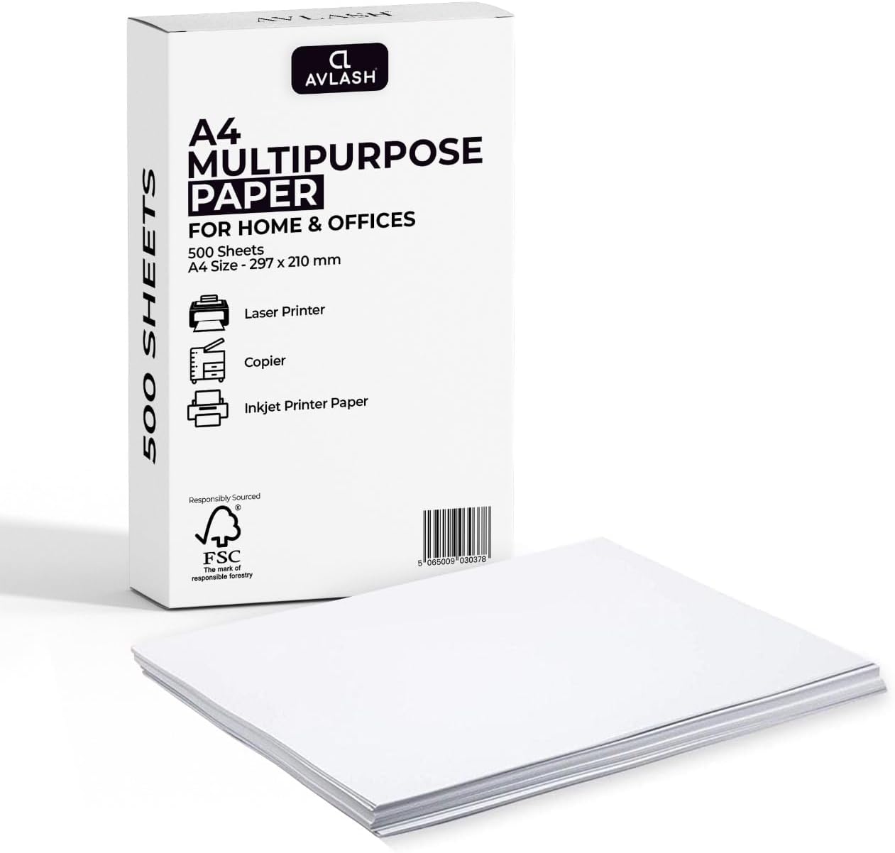AVLASH® - A4 Multi-Purpose Printer Paper, 1 Ream, 500 Sheets, White, Suitable for Laser, Inkjet Printers and Copiers 8 51