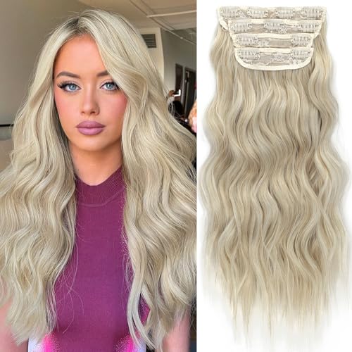 Image of KooKaStyle Wavy Thick Hair Extensions 20 inch Bleach Blonde mix Light Blonde