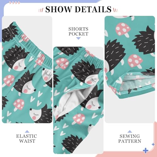 Hedgehog Mushroom Love Boys Long Pants Soft Trousers Elastic Waist Kids Lounge Bottoms with Pockets S-XL4