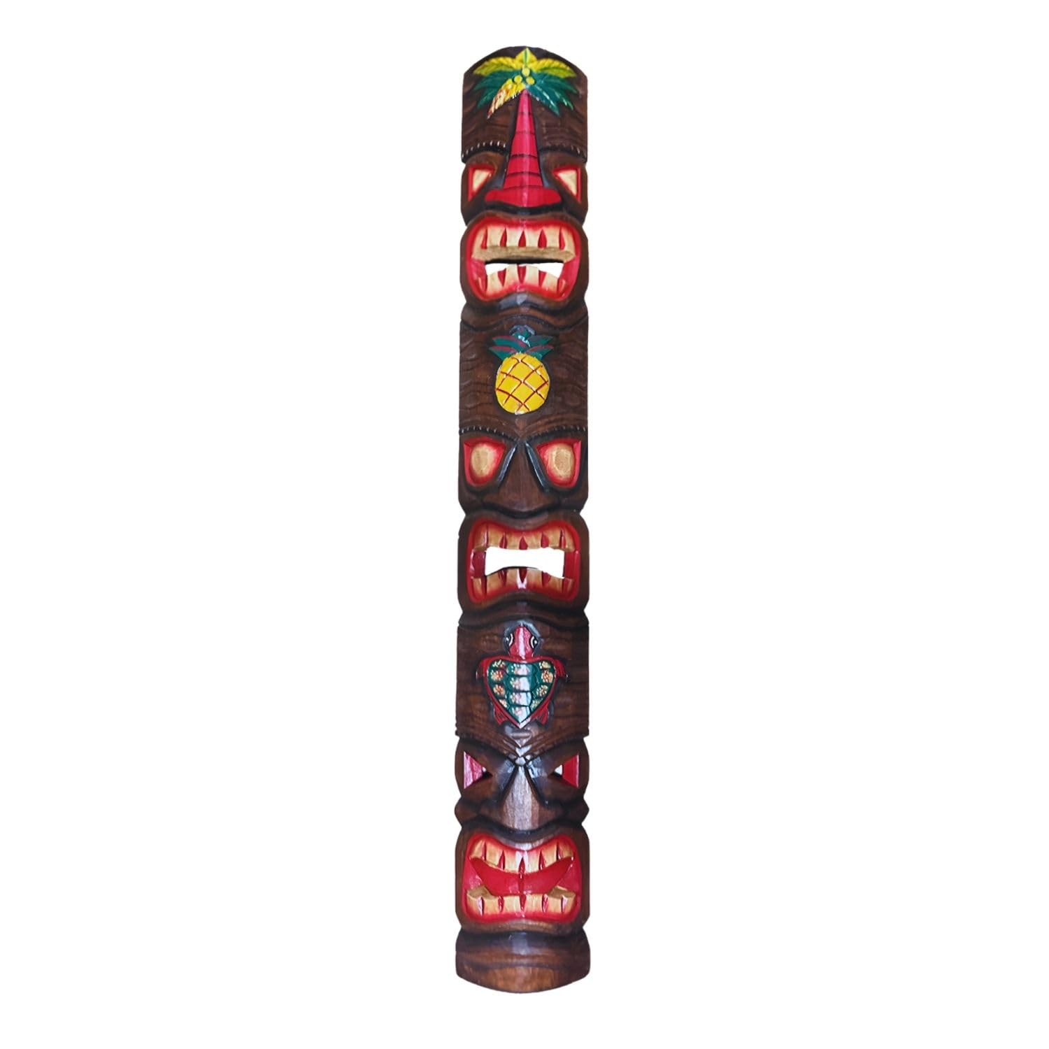 Photo 1 of ****FOR PARTS ONLY/ BROKEN ***FOREVER BAMBOO 60 in. Tiki Mask Three Face Pineapple & Palm Hand-Carved Tiki Mask Outdoor Wood Art Decorationm