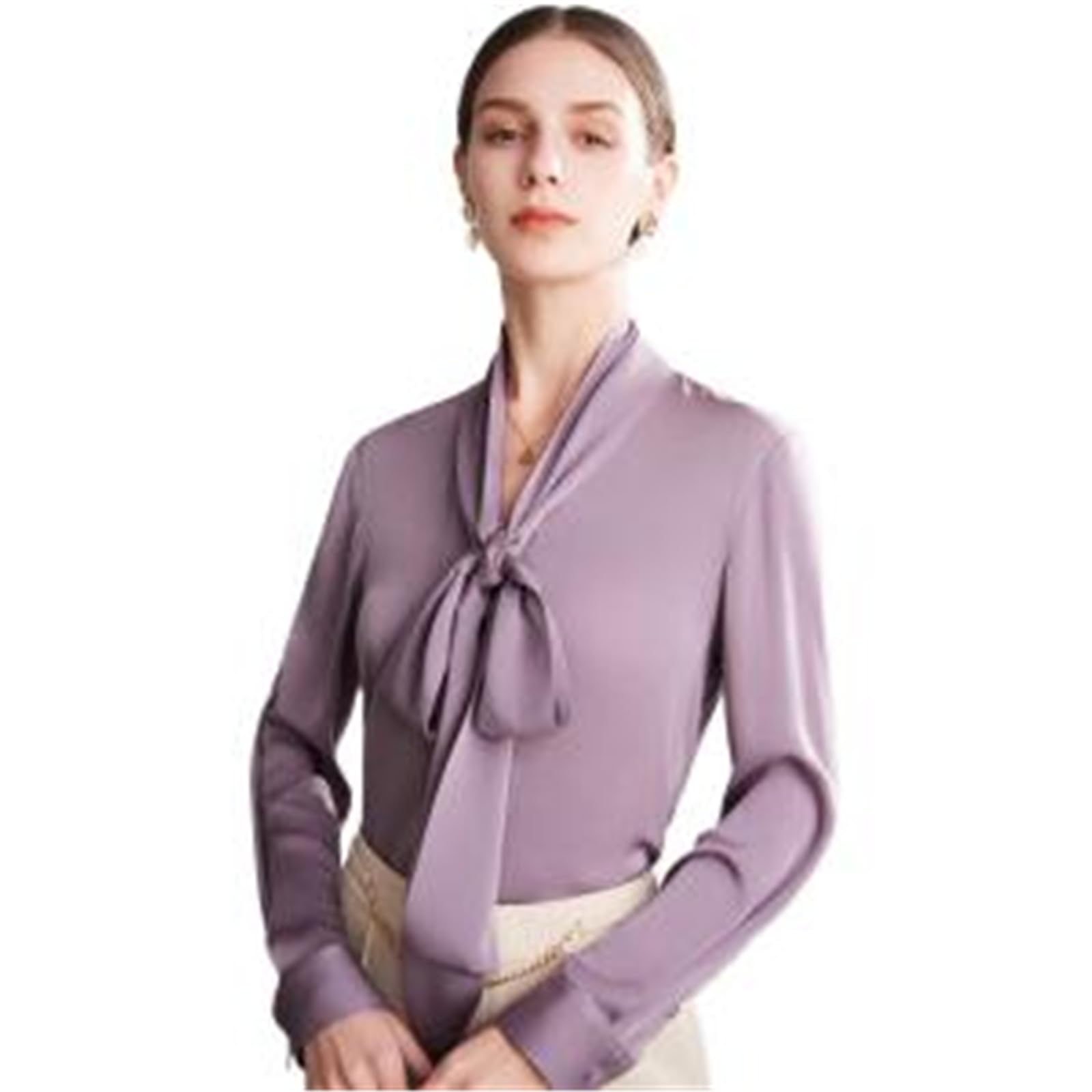 Donna Blusa da Ufficio in Seta con Nodo in Vita