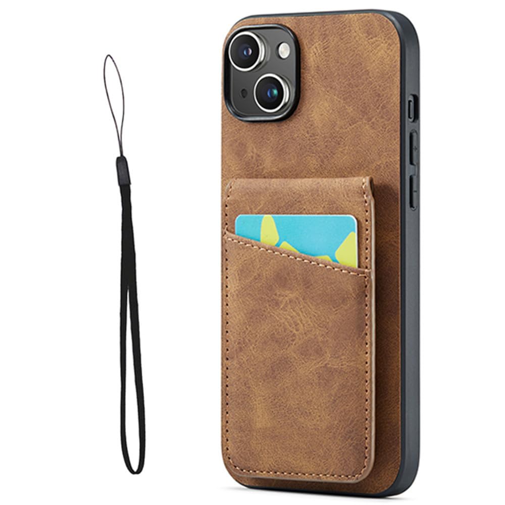 Étui de téléphone portefeuille iPhone 14 Plus marron avec sangle - 8