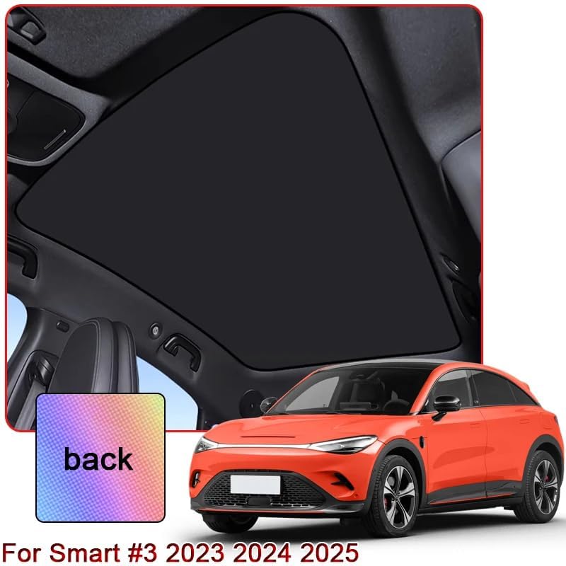 Sonnenschutz Panoramadach Glasdach für Smart #3 Smart 3 Eiskristall-Gewebe Hitzeisolierung UV-Schutz Auto Dachfenster Abdeckung Faltbar,Black A