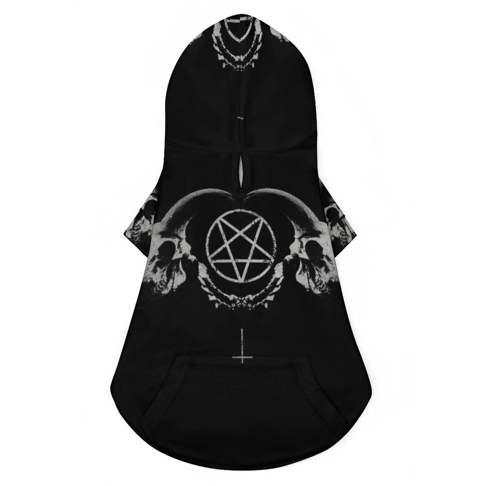 Gothic Occult Satan Penta Symbol Skull Cute Dog Hoodie Print Pet Clothes Pullover Sweater Coat with Hat for Small Dogs Cats M