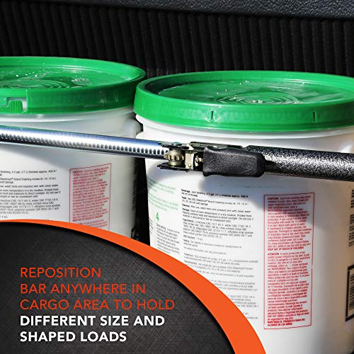 Cargosmart Adjustable Ratcheting Cargo Bar – Size Adjusts From 40” To 70” Wide – Secures Cargo In Back Of Pick-Up, Suv Or Box Trailer – Heavy-Duty Steel Construction - Easy Install #TOP3