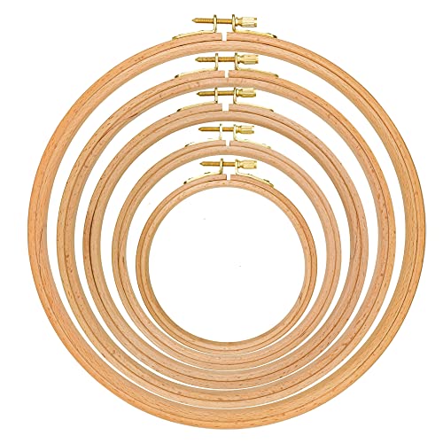 Beech Wood Embroidery Hoops, 5 Pcs 5Inch-9Inch Cross Stitch Hoops, Splinters Free Embroidery Frames For Art Craft Sewing And Decoration Hanging #TOP23