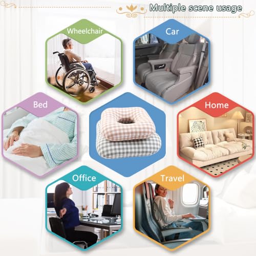 Image of Anti-Bedsore Cushion, Donut Pillows, Pressure Ulcer Cushions, Pillow Tailbone Pain Relief Mat, Soft Pad of Bed Sores for Seniors,Pregnant,Hemorrhoids,Post-Surgery (Beige, Large)